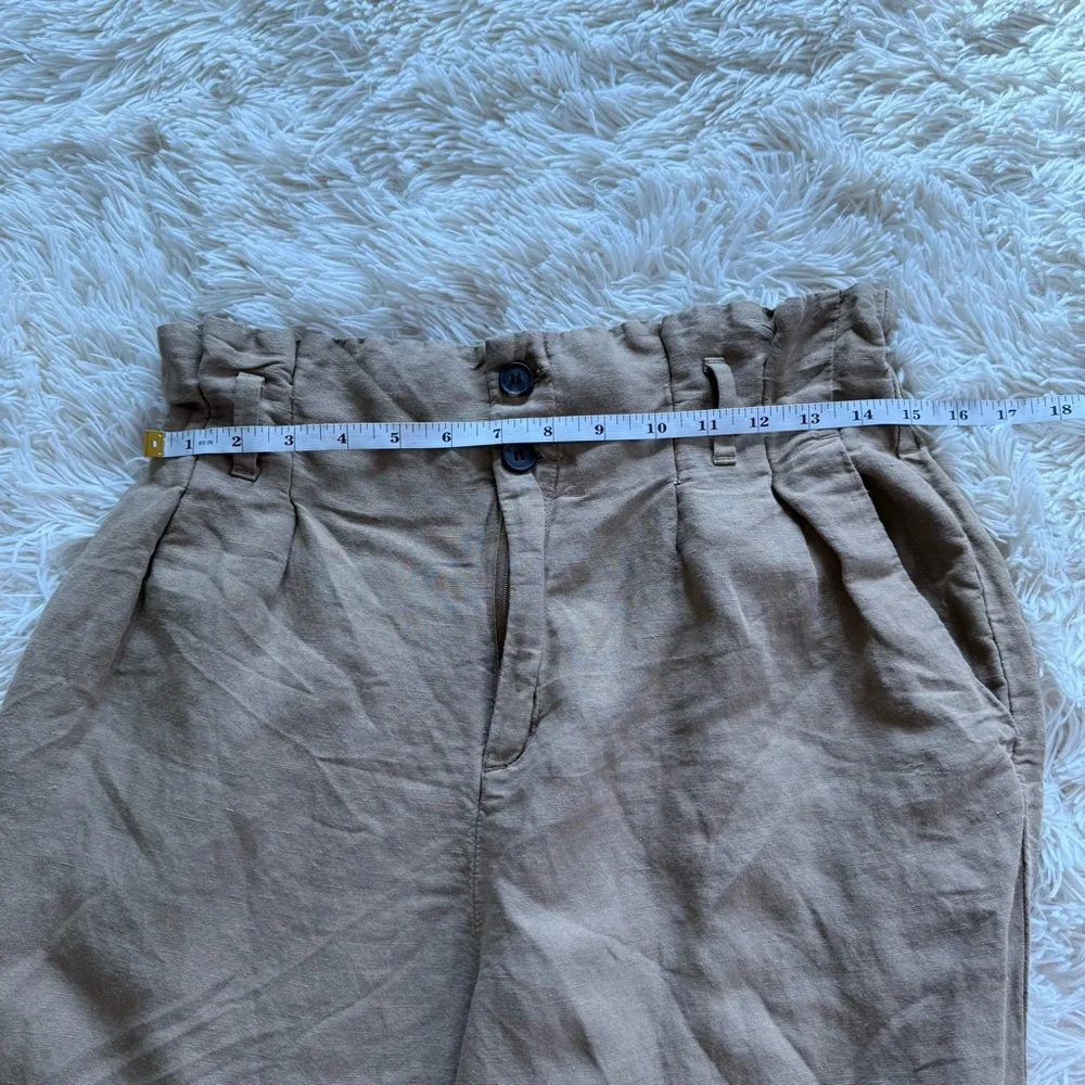 H&M Linen Blend Paperbag Waist Pants Size 10